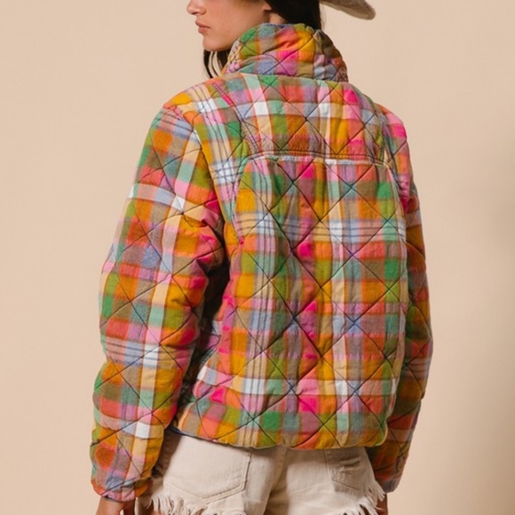 NWT Retro Vibes Plaid Quilted Jacket - Picture 3 of 10
